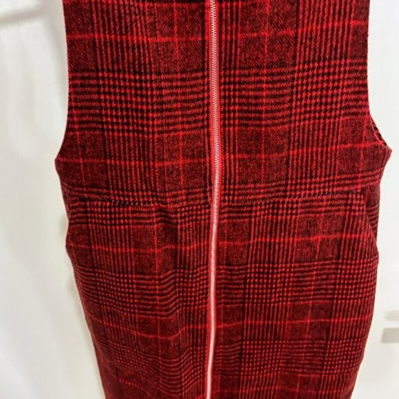 CUPSHE -- Burgundy Plaid O-Ring Pinafore Dress - Picture 6 of 8